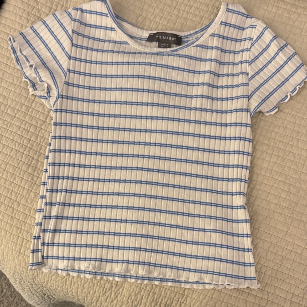 Primark White and Blue Striped Tee